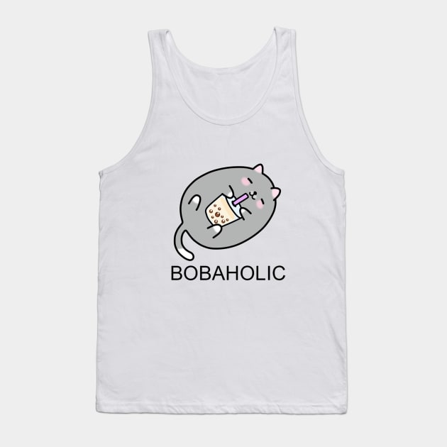 Grey Chubby Boba Cat Needs More Boba! Tank Top by SirBobalot